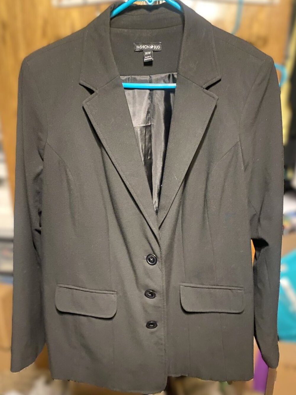Fashion Bug Women’s Black Suit Blazer Size 16W Stretch Lined